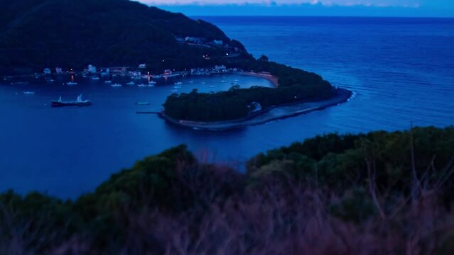 A dawn timelapse of the miniature port at the country side in Shizuoka tilt