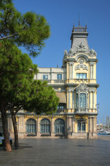 Obraz premium modernism style building in the Barcelona harbor