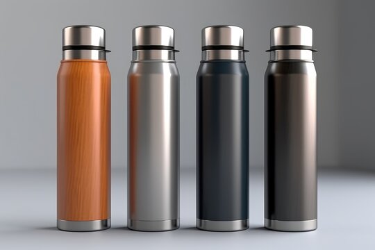 Mockup colorful aluminum bottles