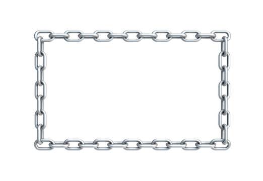 isolated chain in shape of rectangle, 3d render