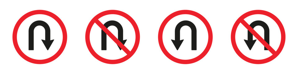 u-turn right and left traffic road sign icon vector design © Kavindu