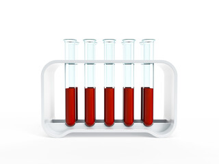 test tubes with blood samples, 3d isolated render