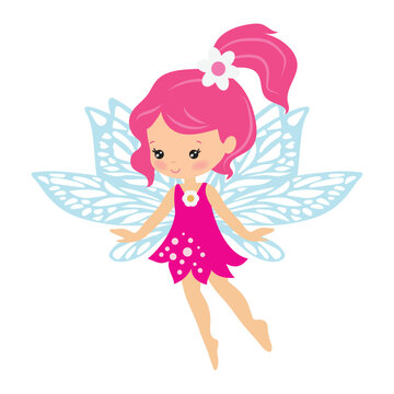 Cute little garden fairy vector cartoon illustration