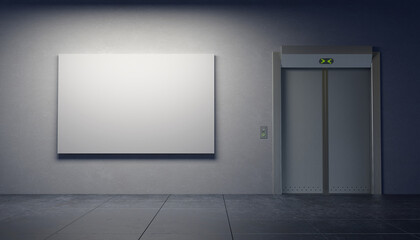 blank picture in the elevator's hall