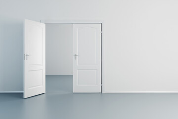 empty white room with opened door