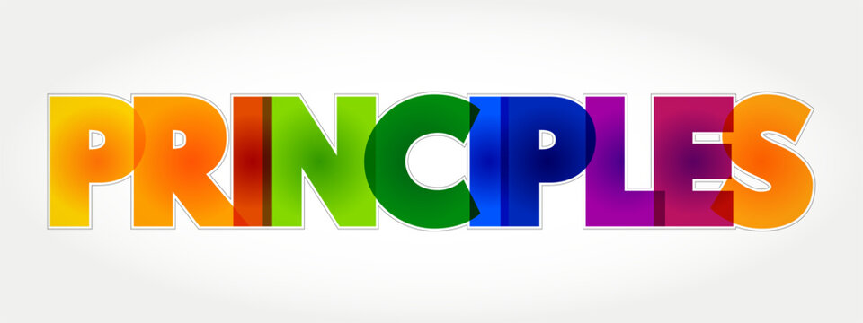 Principles colorful text, business concept background