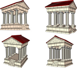 Obraz premium Classical roman greek holy temple cartoon illustration vector sketch