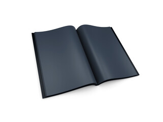 open blank black book, isolated 3d render