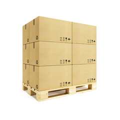 pallet with cardboard boxes, 3d rendering