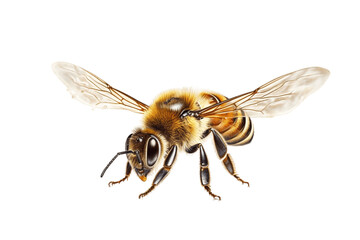 Honey bee isolated on transparent background. AI - obrazy, fototapety, plakaty