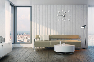 Fototapeta na wymiar modern design of living room, 3d rendering