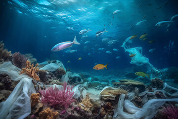 Fototapeta na wymiar Ocean's Sorrow: Devastated Coral Reef