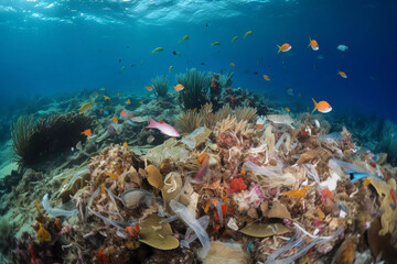 Fototapeta na wymiar Ocean's Sorrow: Devastated Coral Reef