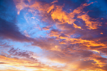 Naklejka na ściany i meble sunset sky with multicolor clouds