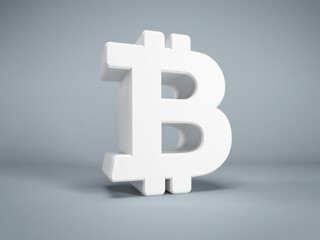 white bitcoin symbol, 3d rendering