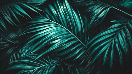 Palm trees, green natural background, generative AI.