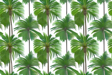 pattern with Palm Trees, A pattern of palm trees in shades of green on a white background, evoking memories of a tropical paradise