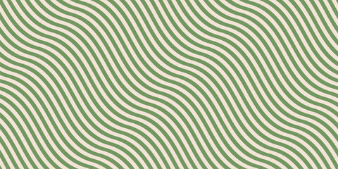 Simple green curvy wavy lines pattern. Vector seamless texture with diagonal waves, stripes. Retro vintage style abstract minimal background, optical illusion effect. Simple modern repeat geo design © Olgastocker