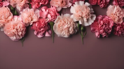 banner background with carnation and decor on the edges