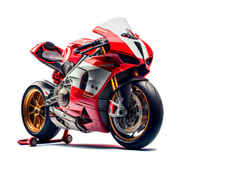 Red racing motorcycle on a transparent background. AI generator