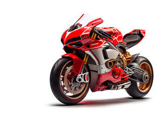 Obraz na płótnie Canvas Red racing motorcycle on a transparent background. AI generator