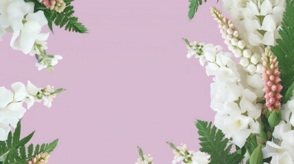 Fototapeta premium banner background with foxglove and decor on the edges