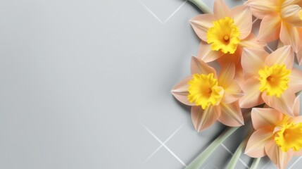 banner background with daffodil and decor on the edges