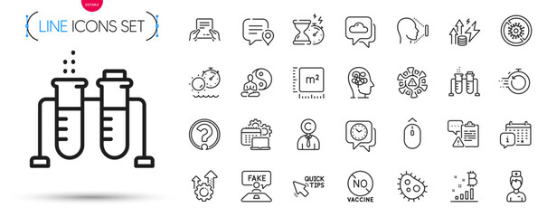 Pack of Chemistry beaker, Software and Energy inflation line icons. Include Stop coronavirus, Square meter, Clipboard pictogram icons. Face id, Chat bubble, Question mark signs. Seo gear. Vector