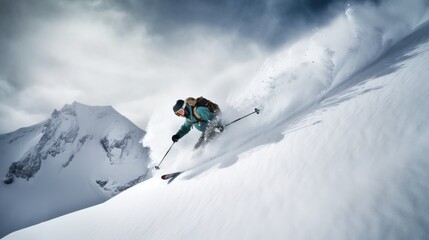 Naklejka na ściany i meble skier in the mountains