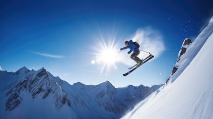 skier on the top of mountain