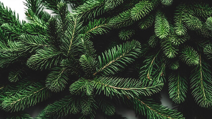 Fototapeta na wymiar Christmas tree branches on a white background, generative AI.