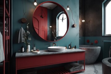 Stunning 3D Render of an Elegant Bathroom with Luxurious Touches and Illuminated Mirrors..