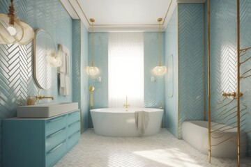 Chic and Spacious Marble Bathroom with Modern Vanity, Freestanding Tub, and Relaxing Spa-like Ambiance..