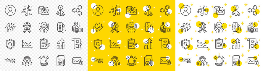 Outline Diagram chart, Ranking stars and Creative painting line icons pack for web with Inclusion, Accounting report, Documentation line icon. Music, Survey checklist, Education pictogram icon. Vector