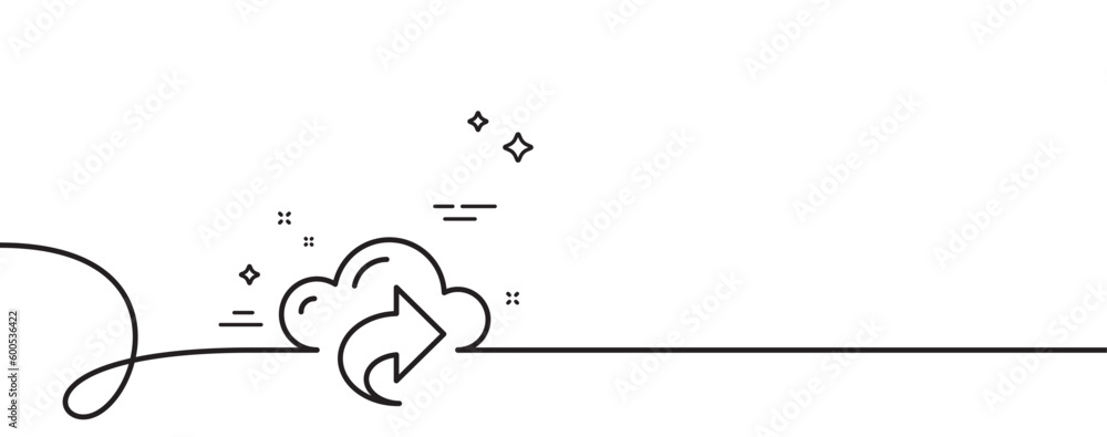 Poster cloud computing share line icon. continuous one line with curl. internet data storage sign. file hos