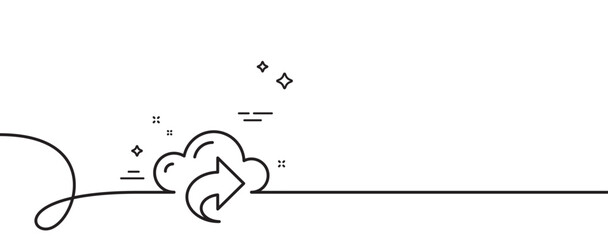 Cloud computing share line icon. Continuous one line with curl. Internet data storage sign. File hosting technology symbol. Cloud share single outline ribbon. Loop curve pattern. Vector