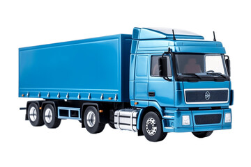 Blue Cargo Truck on Transparent Background. AI