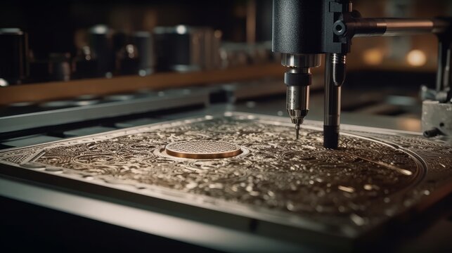 Crafting intricate designs with precision equipment. AI generated