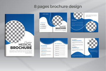 Healthcare Medical 8 Pages Business Brochure Design Template With Modern A4 Size Editable Shapes Magazine Abstract Annual Report Layout