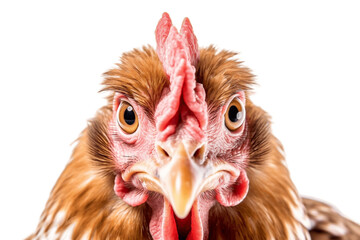 Close-up of Chicken Face Isolated on Transparent Background. AI