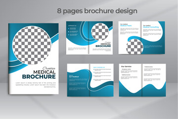 Medical Tests 8 Pages Brochure Template Design  Booklet Mockup Set