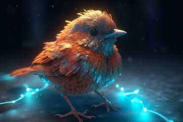 3d twitter bird with cinematic glow and realistic details