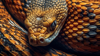 Python Snake portrait background, macro closeup of beautiful snake, wildlife,animal concept