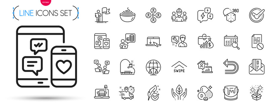 Pack of Confirmed, Salary and Furniture line icons. Include Search calendar, Fireworks, Hypoallergenic tested pictogram icons. Scroll down, Augmented reality, Vitamin d signs. Stress. Vector