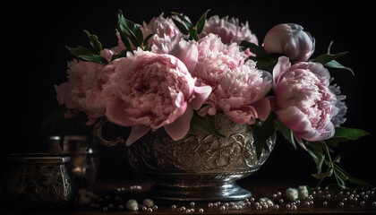 Romantic bouquet of peonies, a perfect gift generated by AI