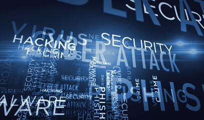 Cyber attack kinetic text abstract concept illustration