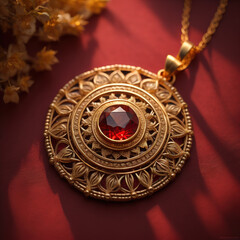 Gold Pendant With Precious Natural Ruby Gemstone
