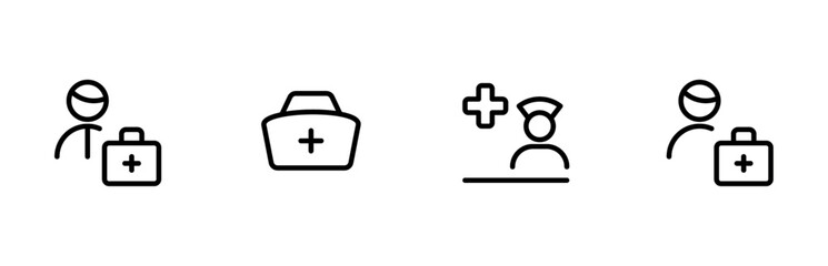 medical personnel icon like doctor, nurse, assistant, icon vector set design with Editable Stroke. Line, Solid, Flat Line, thin style and Suitable for Web Page, Mobile App, UI, UX design.