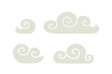 set clouds in flat trendy style. simple shapes, vector illustration. concept icons for weather conditions