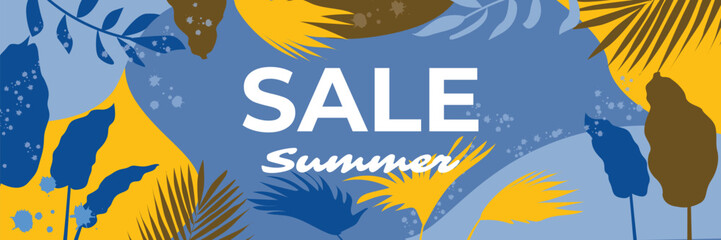 Summer Sale banner design.Colorful tropical background.Vector